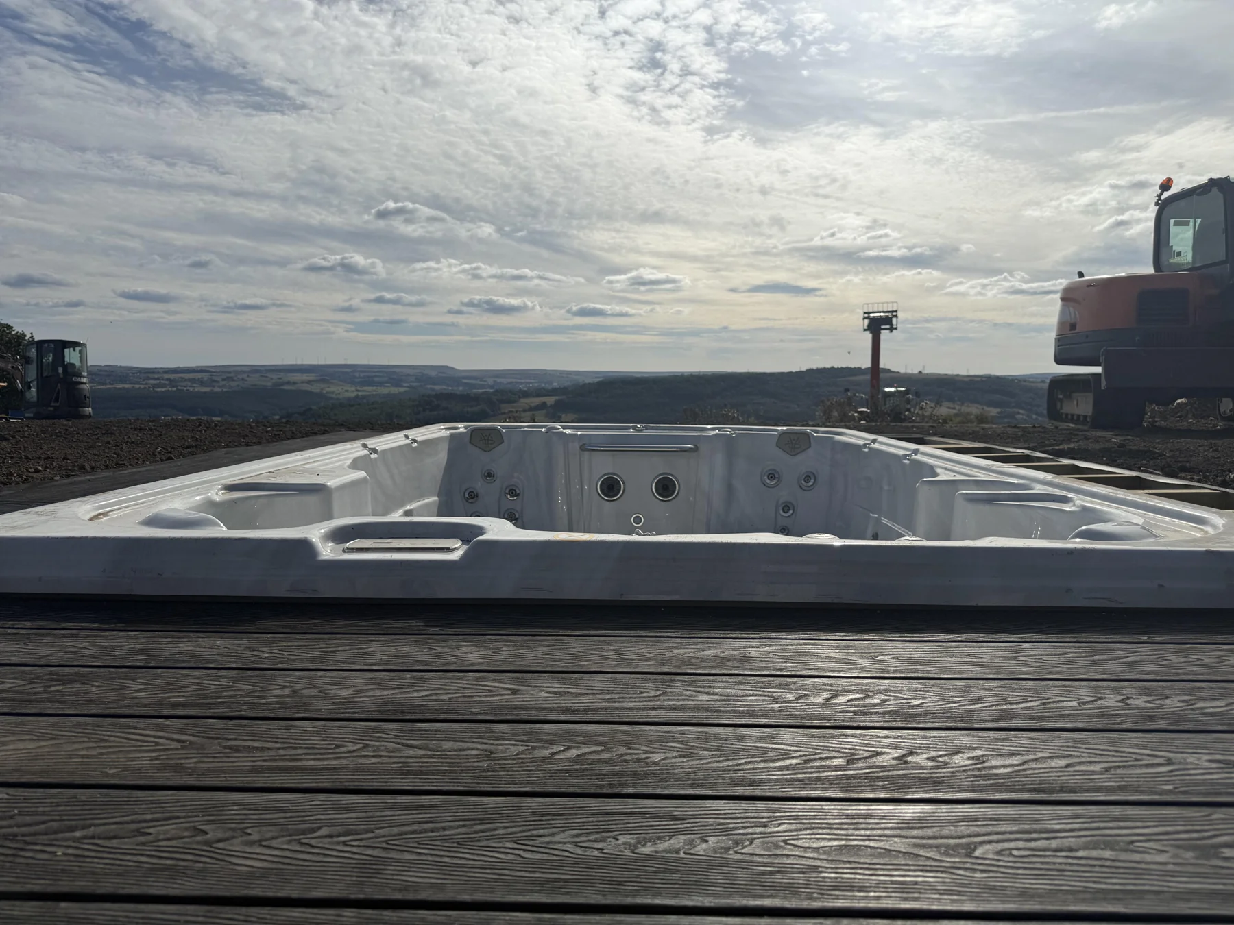 The outdoor spa and terrace taking shape during construction